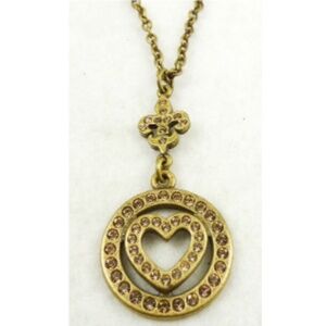 Sisi Amber Rhinestone Heart Pendant Necklace
